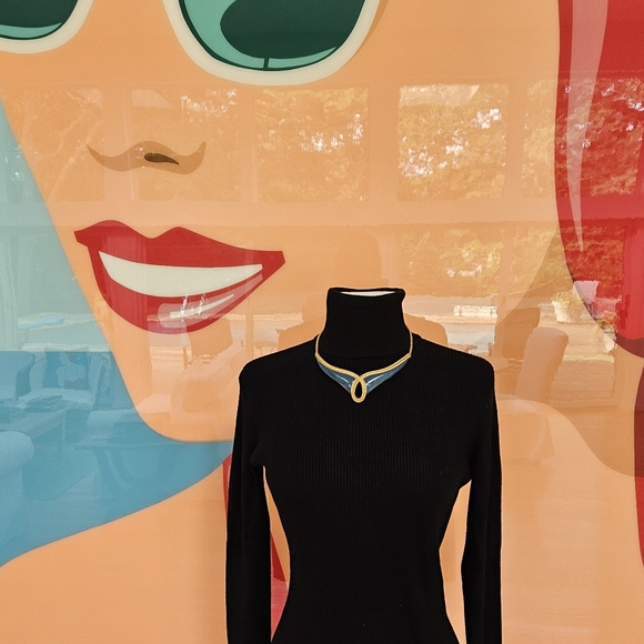 VTG  MONET RUNWAY TEAL ENAMEL  NECKLACE - Picture 8 of 9